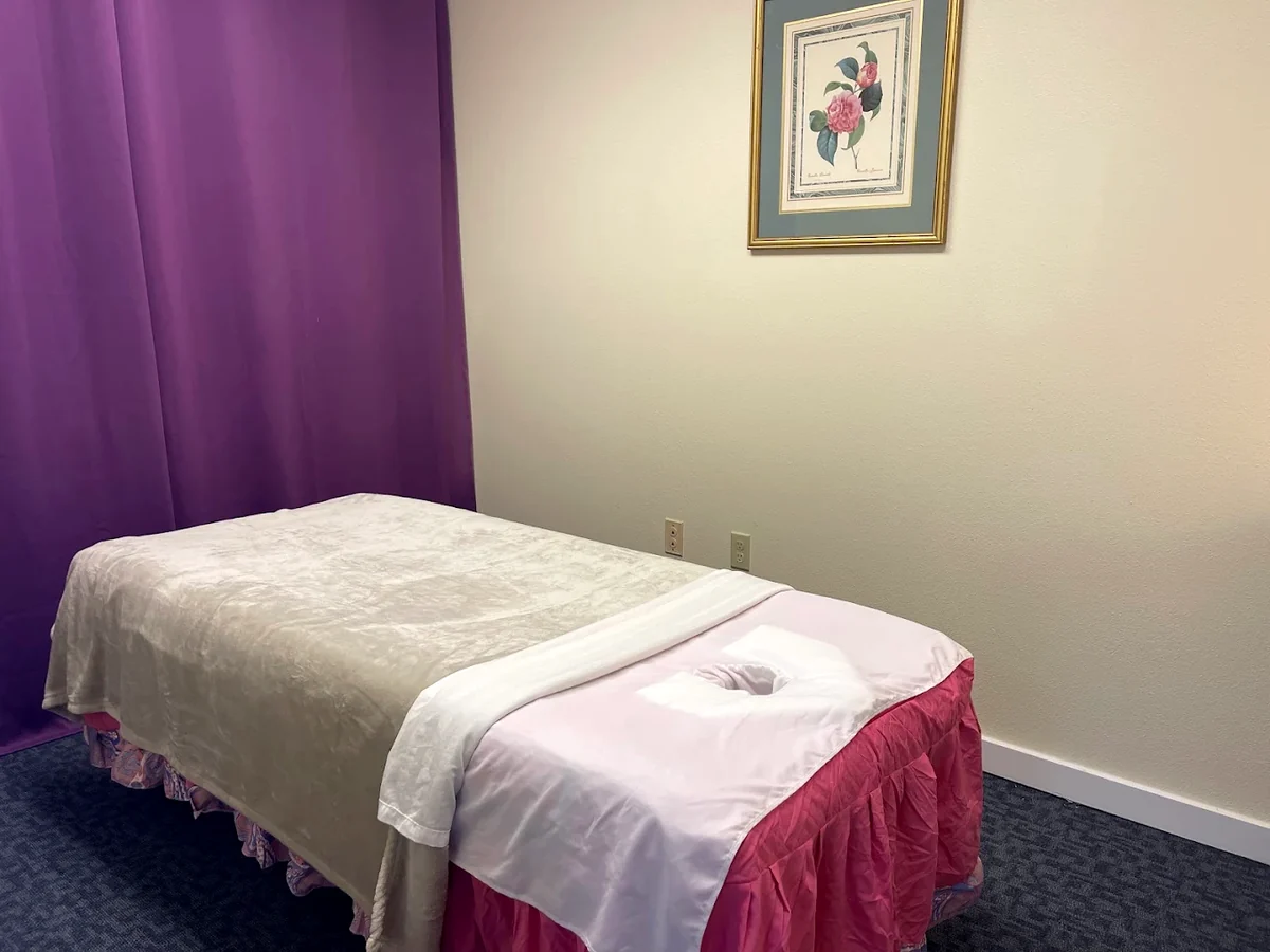 Private massage treatment room at West Valley Massage, Forest Grove, Oregon, table made up and ready